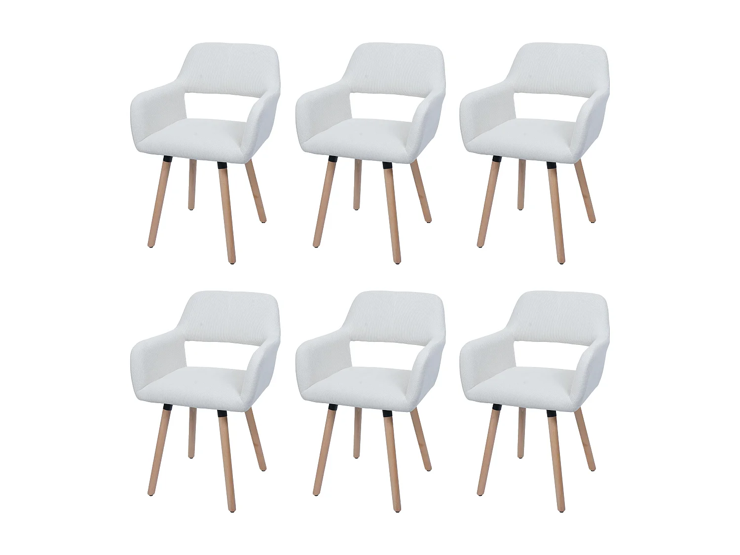 Chaise de salle à manger MCW-A50 II (lot de 6),  crème-blanc