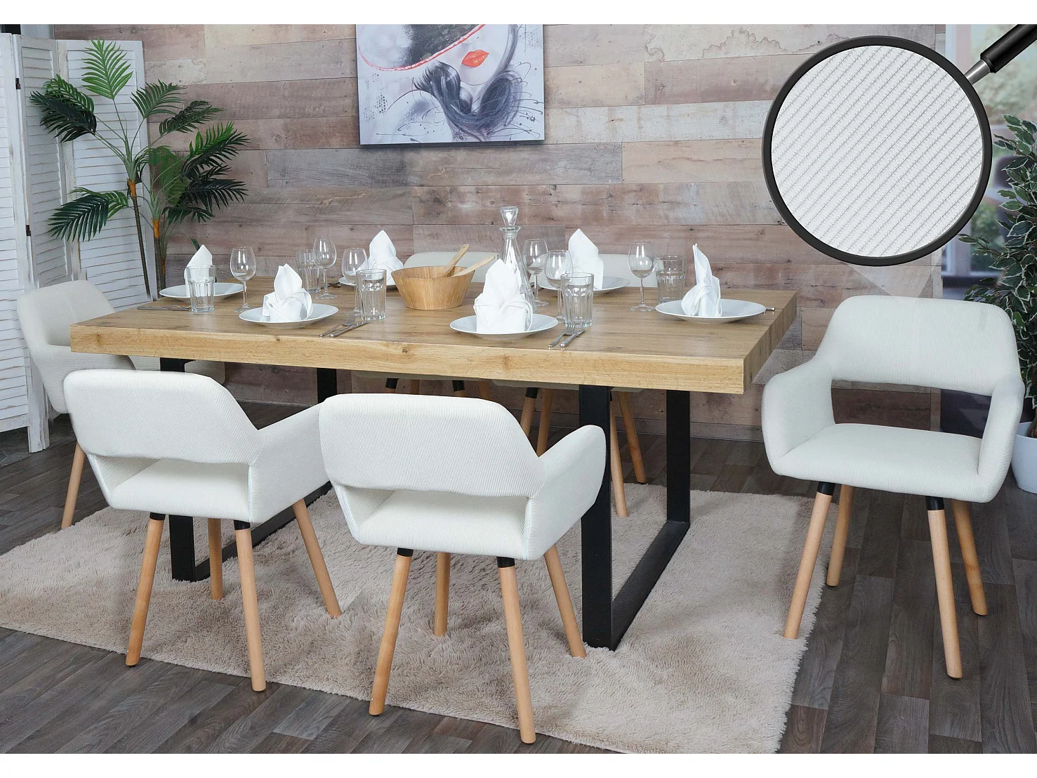 Chaise de salle à manger MCW-A50 II (lot de 6),  blanc crème