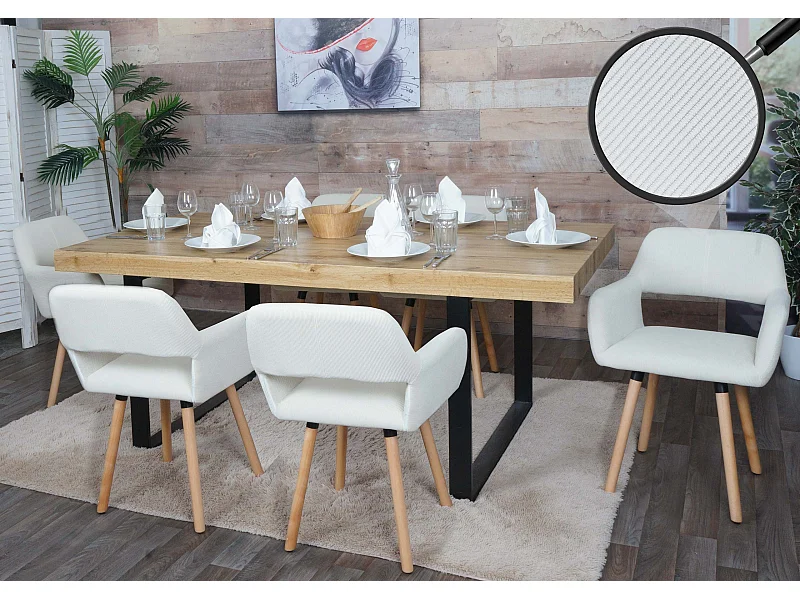 Chaise de salle à manger MCW-A50 II (lot de 6),  crème-blanc