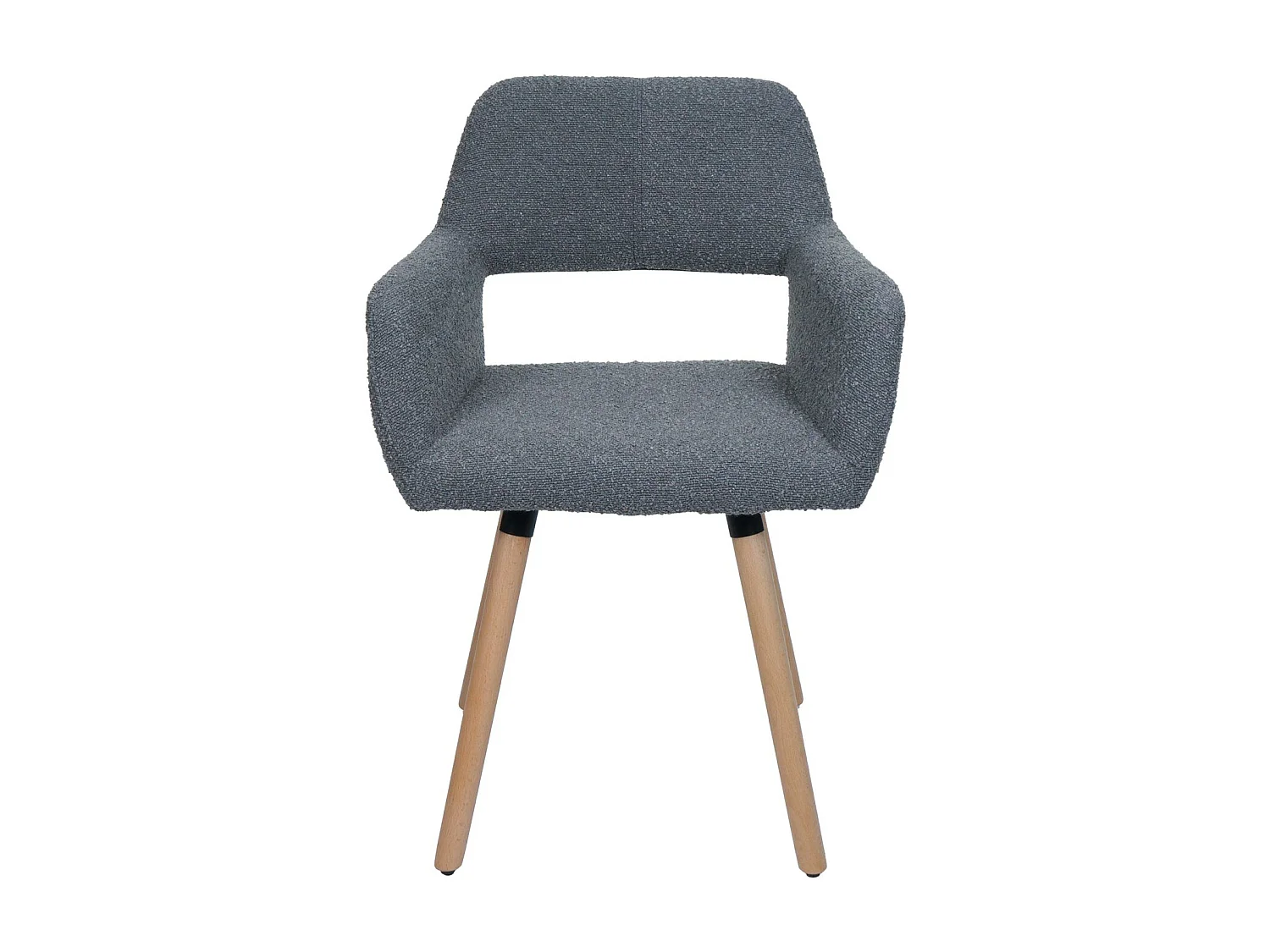 Set 6x sedie da pranzo MCW-A50 II, poltroncina cucina imbottita, legno Stoffa/tessuto bouclé (450g/m²) ~ grigio scuro