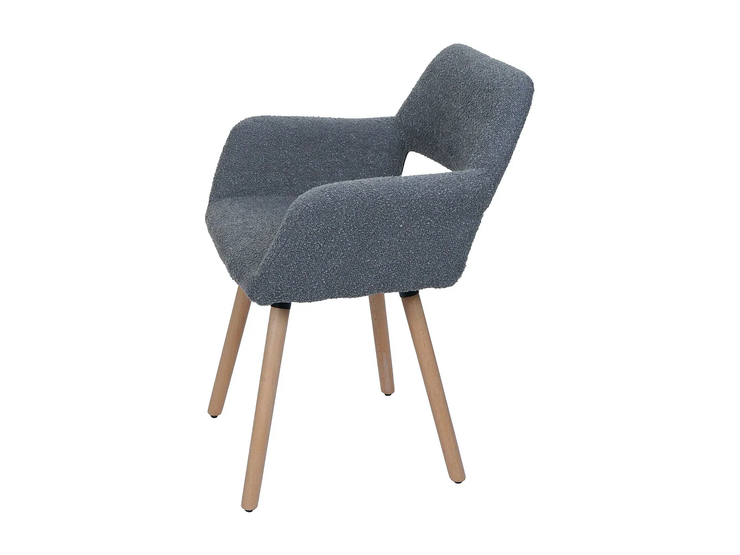 Set 6x sedie da pranzo MCW-A50 II, poltroncina cucina imbottita, legno Stoffa/tessuto bouclé (450g/m²) ~ grigio scuro