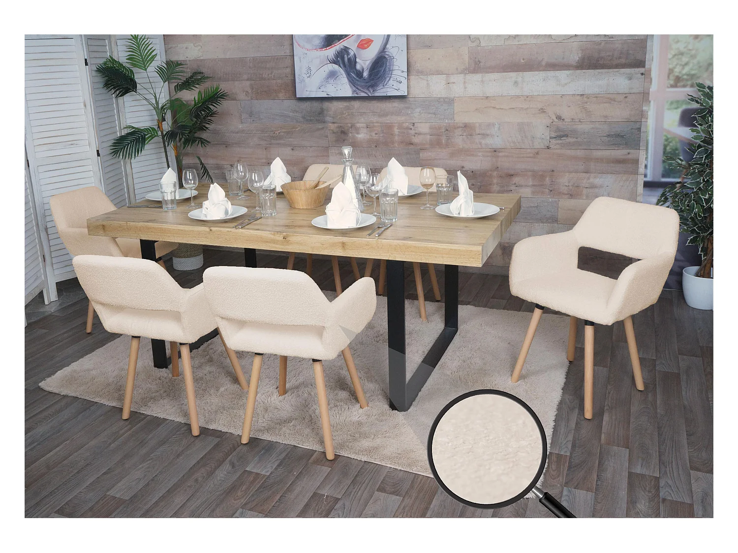 Chaise de salle à manger MCW-A50 II (lot de 6),  beige