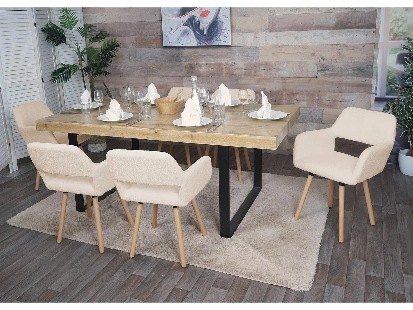 Eetkamerstoel MCW-A50 II (set van 6),  beige