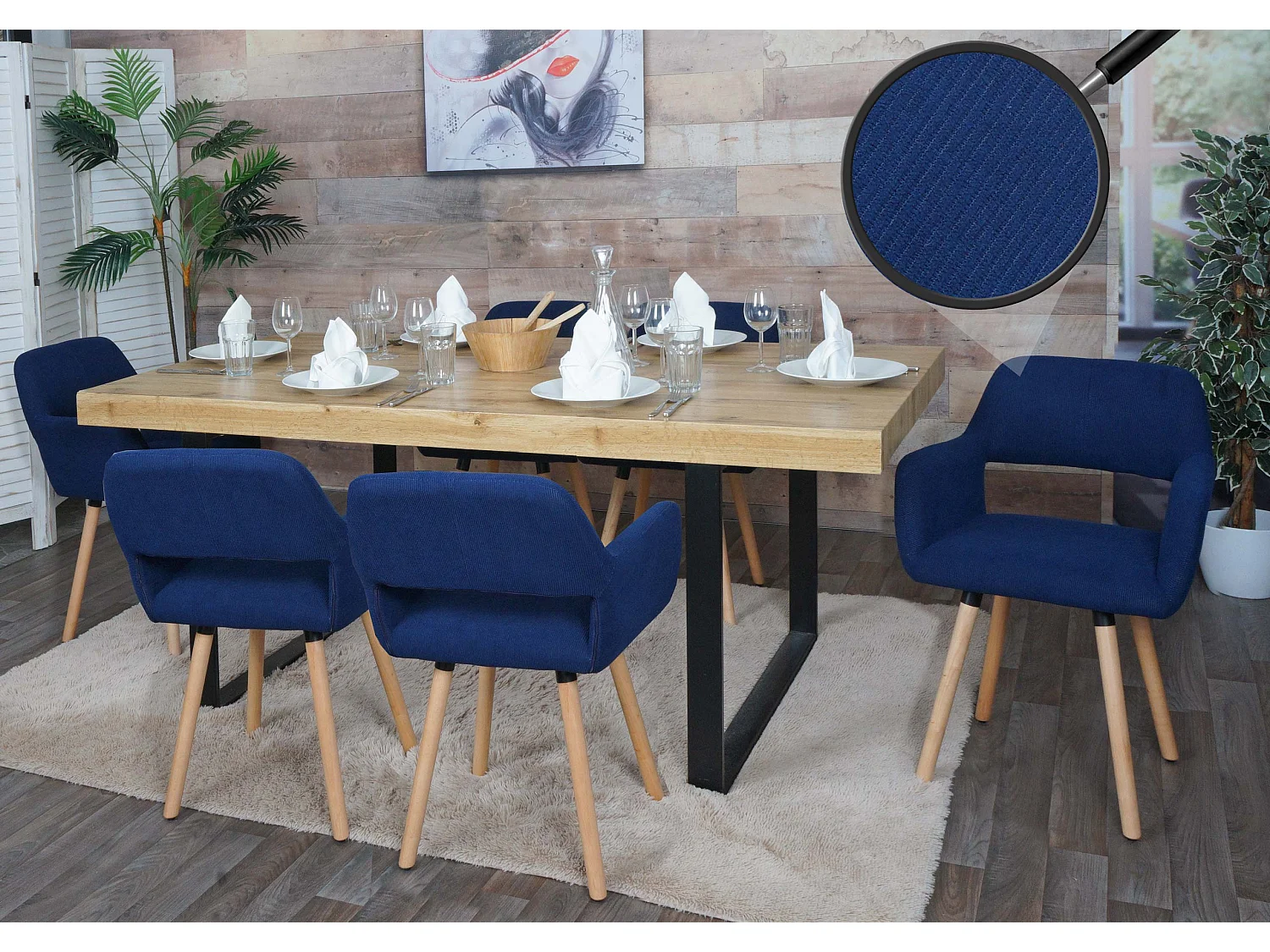 Eetkamerstoel MCW-A50 II (set van 6),  blauw