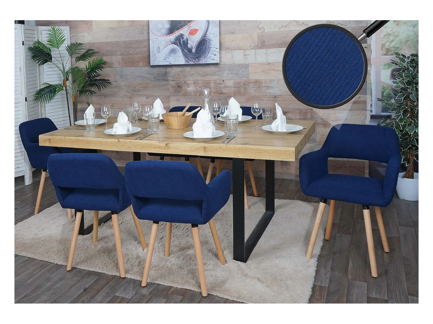 Chaise de salle à manger MCW-A50 II (lot de 6),  bleu