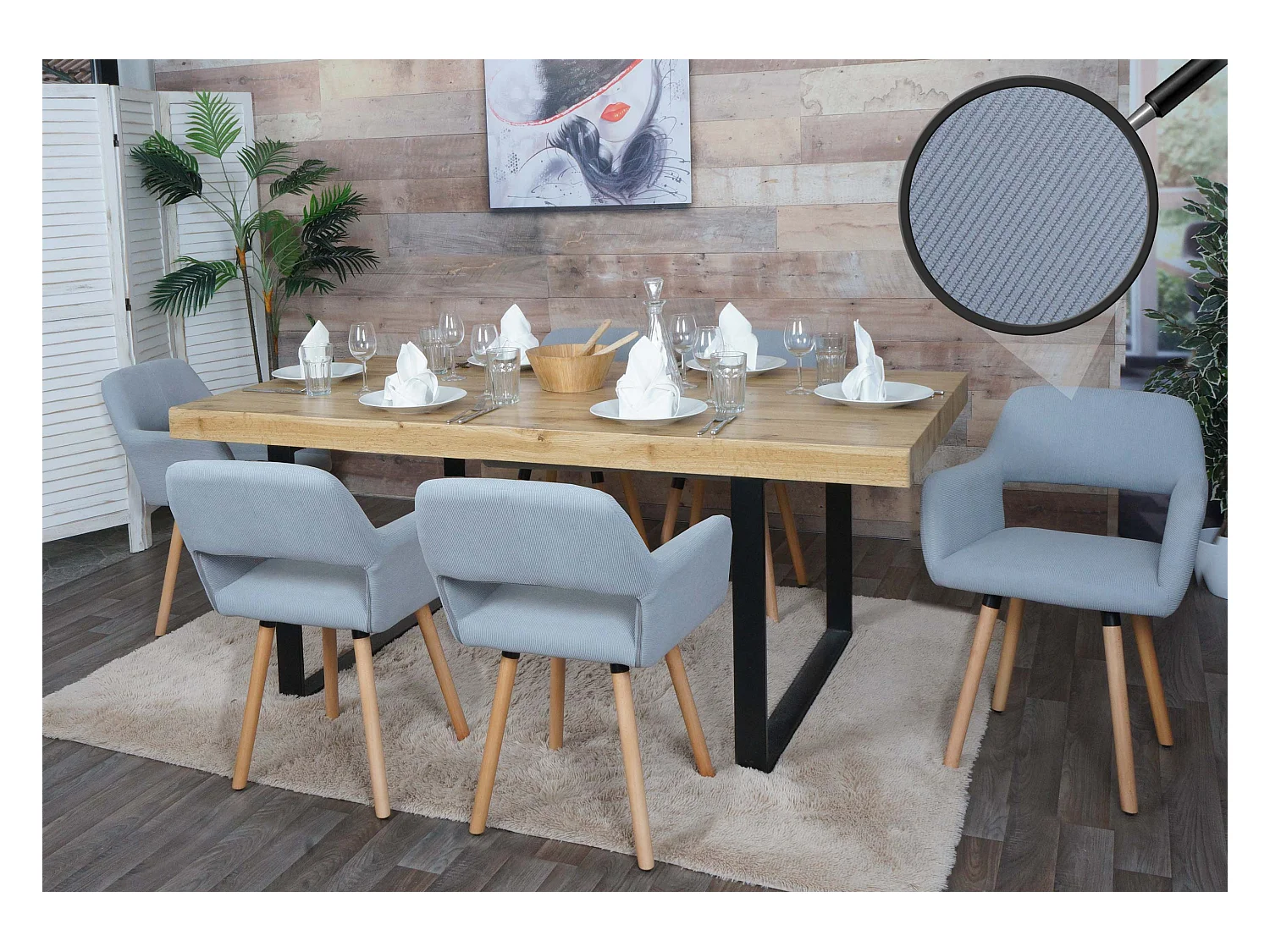 Chaise de salle à manger MCW-A50 II (lot de 6),  gris clair