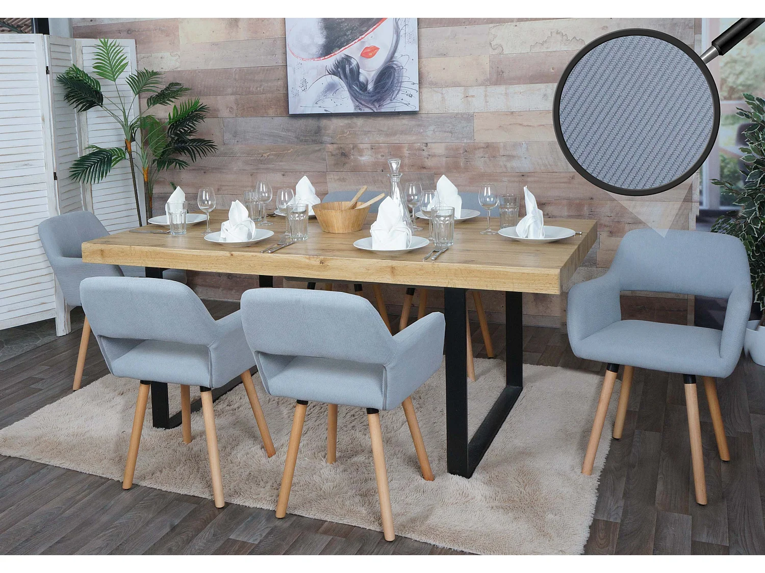 Chaise de salle à manger MCW-A50 II (lot de 6),  gris clair