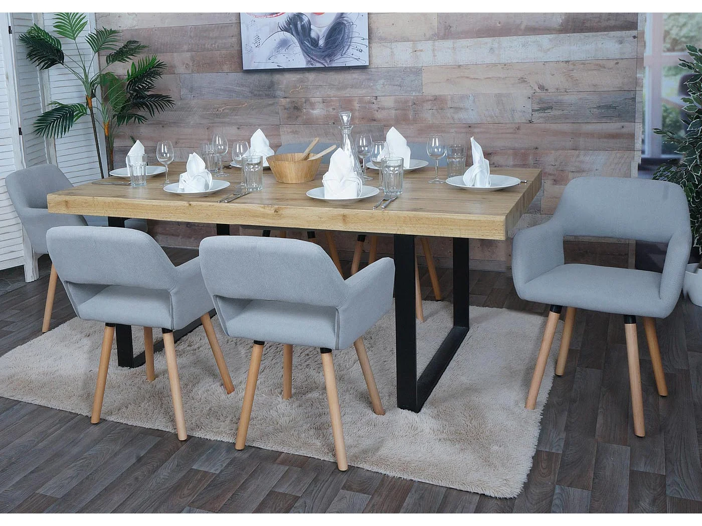 Chaise de salle à manger MCW-A50 II (lot de 6),  gris clair