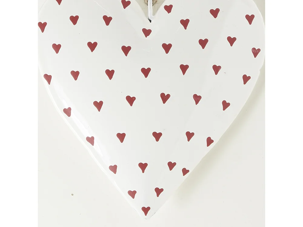 Coeurs en métal rouge et blanc Lot de 2