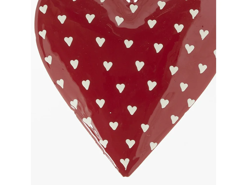 Coeurs en métal rouge et blanc Lot de 2