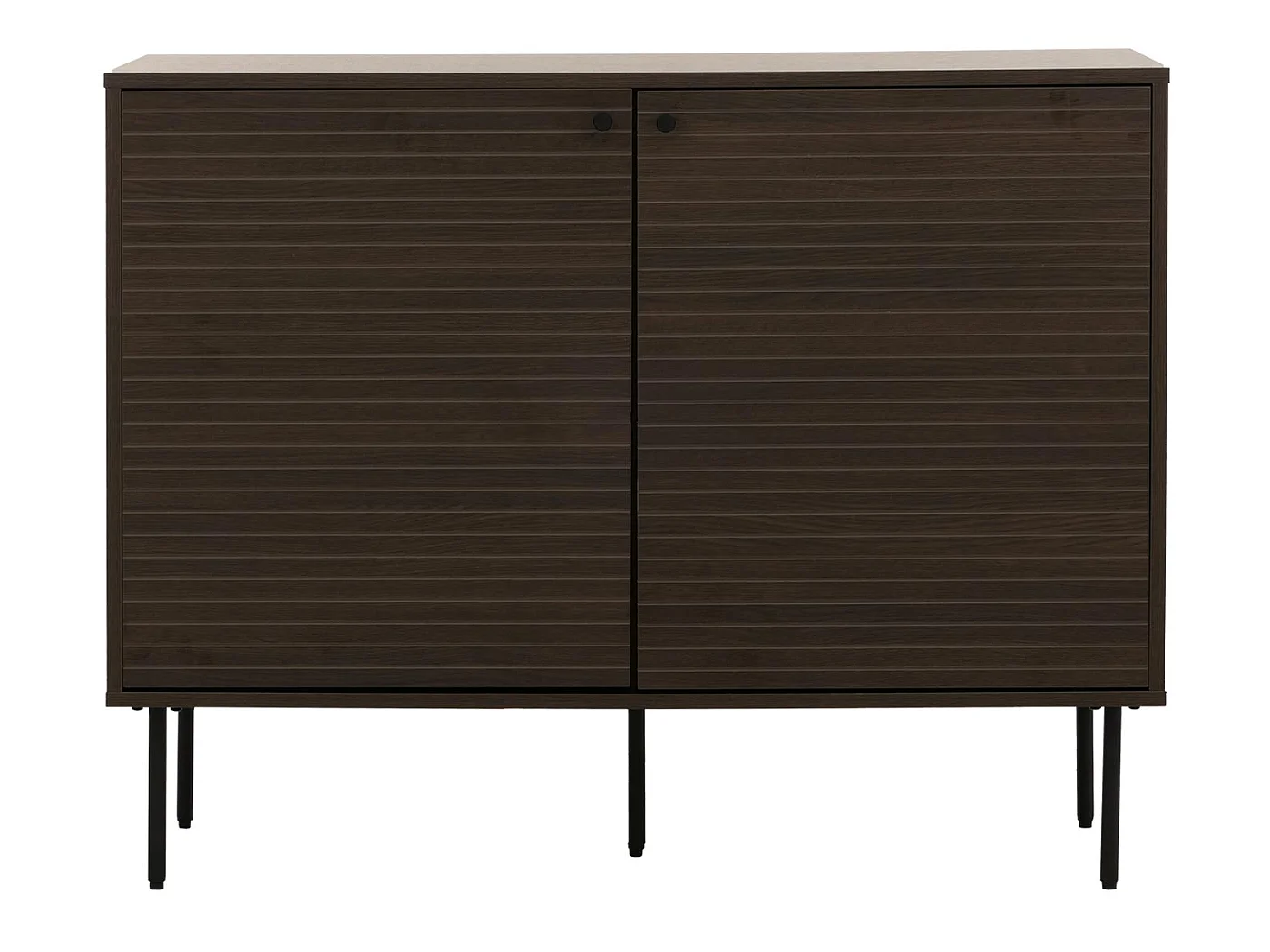 Credenza MCW-N78, armadietto cassettiera, stile scandinavo metallo legno melamina MVG 86x110x40cm ~ marrone scuro