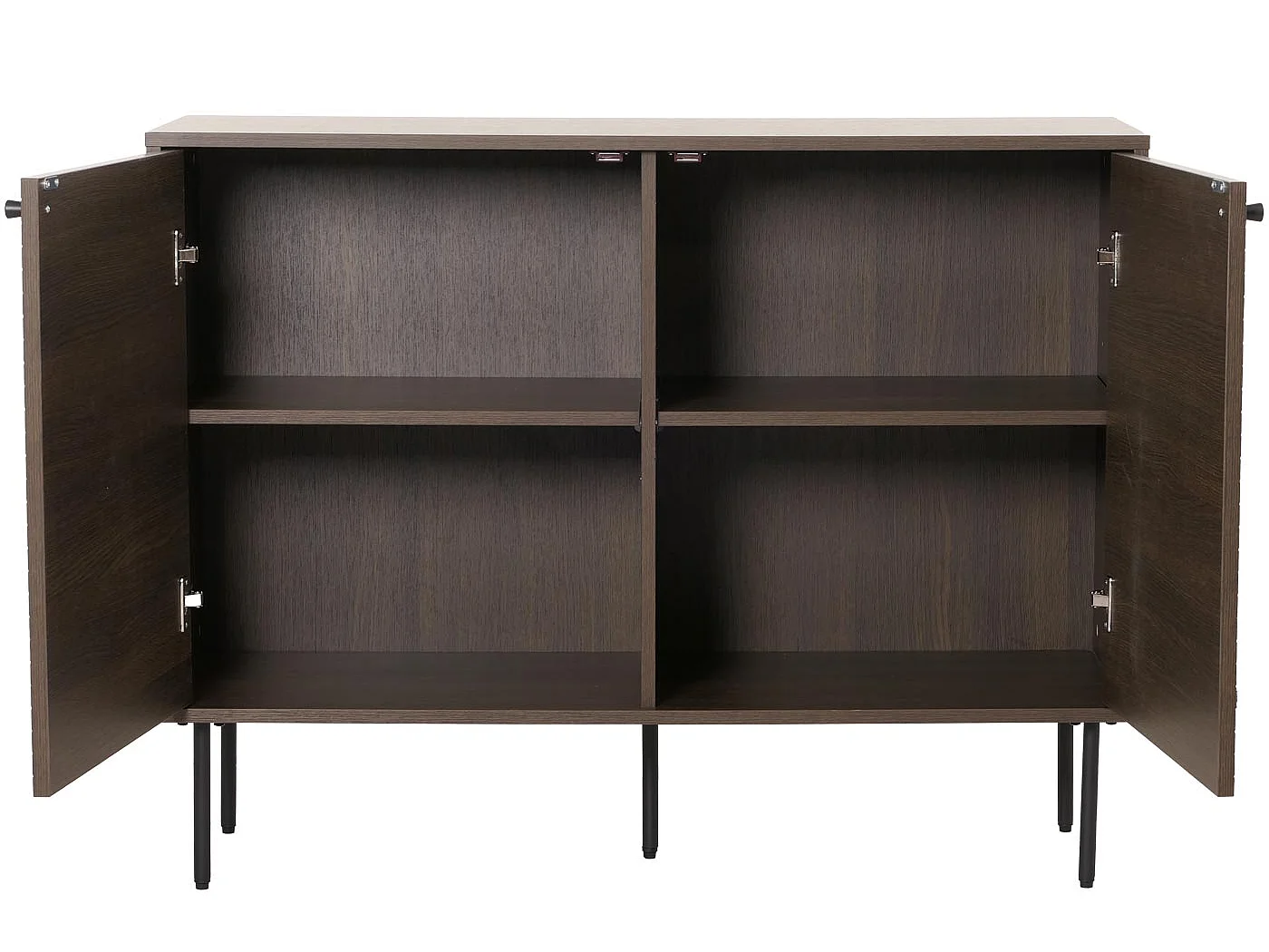 Credenza MCW-N78, armadietto cassettiera, stile scandinavo metallo legno melamina MVG 86x110x40cm ~ marrone scuro