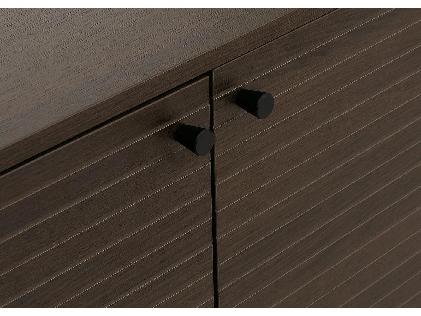 Credenza MCW-N78, armadietto cassettiera, stile scandinavo metallo legno melamina MVG 86x110x40cm ~ marrone scuro