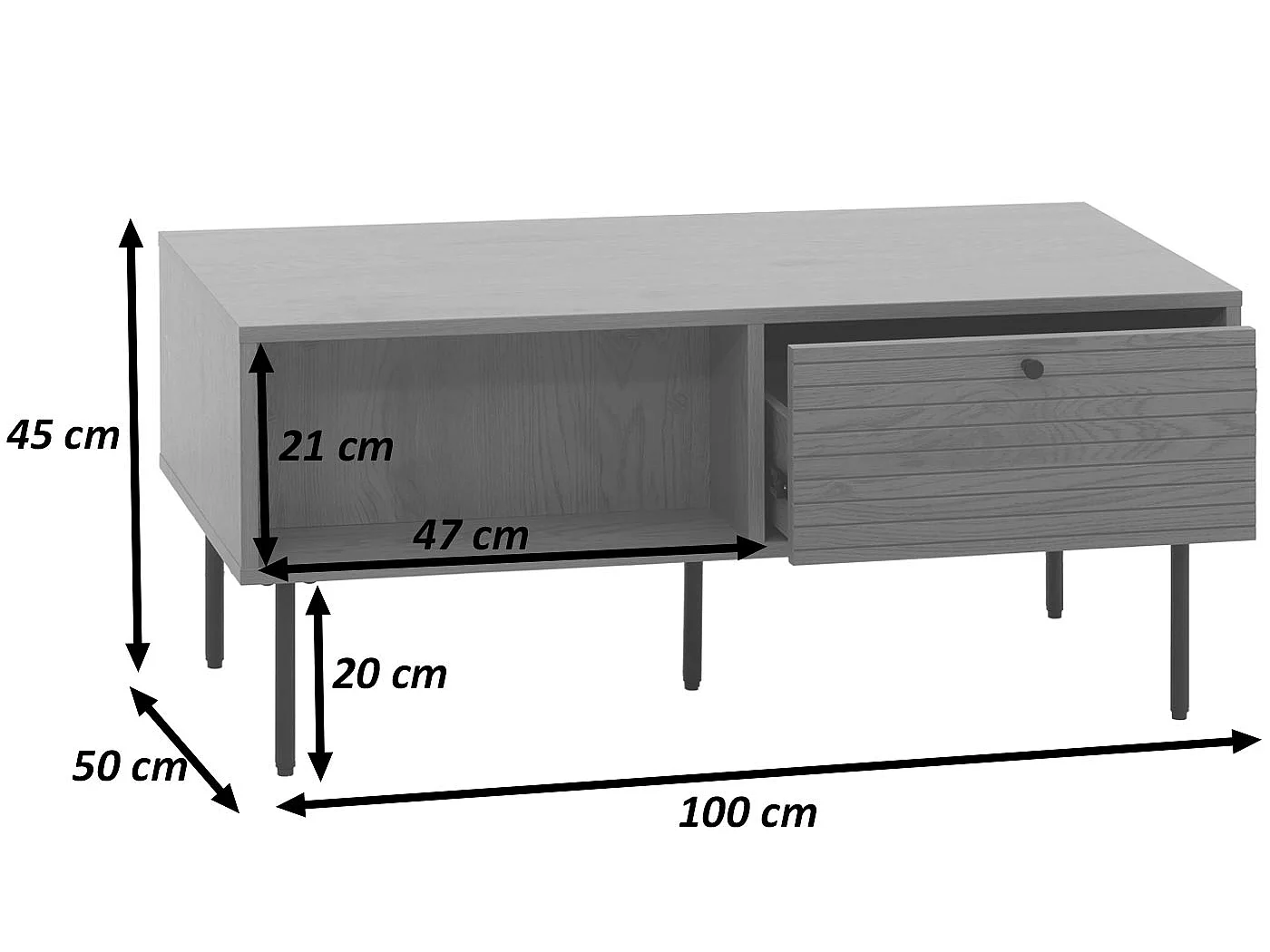 Tavolino da salotto MCW-N78, tavolo da divano, stile scandinavo metallo legno melamina MVG 45x100x50cm ~ naturale