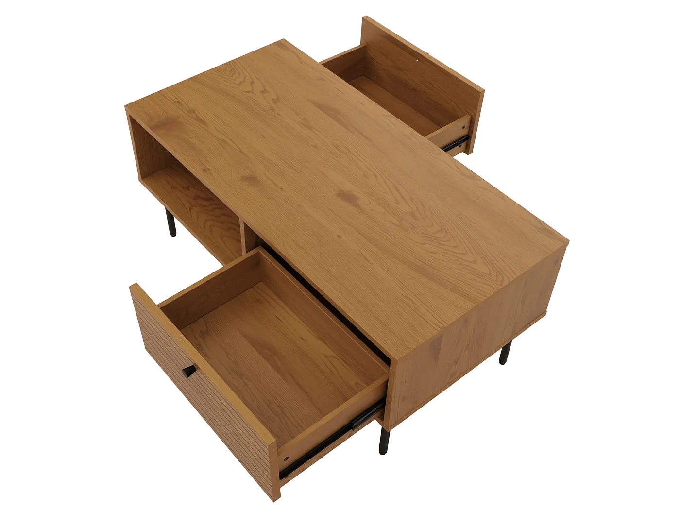 Tavolino da salotto MCW-N78, tavolo da divano, stile scandinavo metallo legno melamina MVG 45x100x50cm ~ naturale