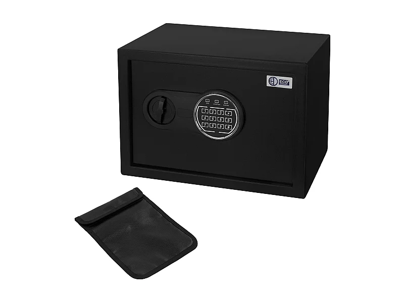 Coffre fort de sécurité 35x25x25cm 16L avec lumière de capteur clavier numérique à code pin caisse pour argent et bijoux avec porte-documents ignifuge