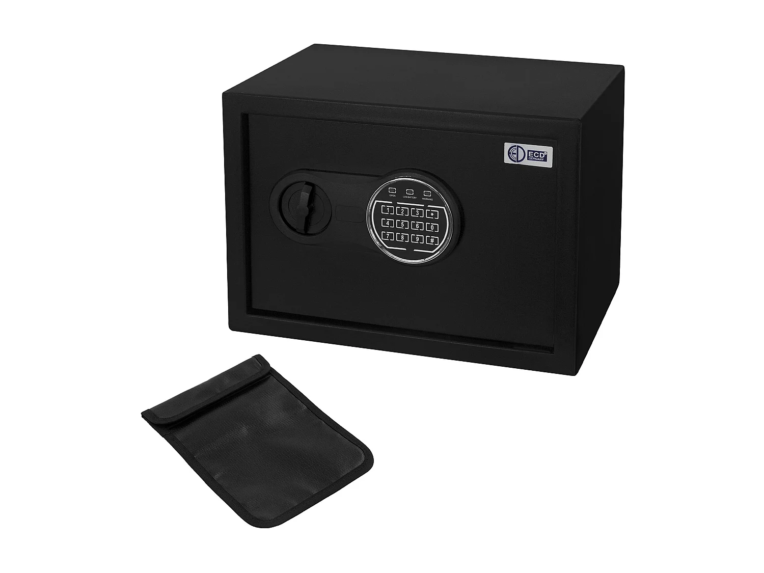 Coffre fort de sécurité 35x25x25cm 16L avec lumière de capteur clavier numérique à code pin caisse pour argent et bijoux avec porte-documents ignifuge