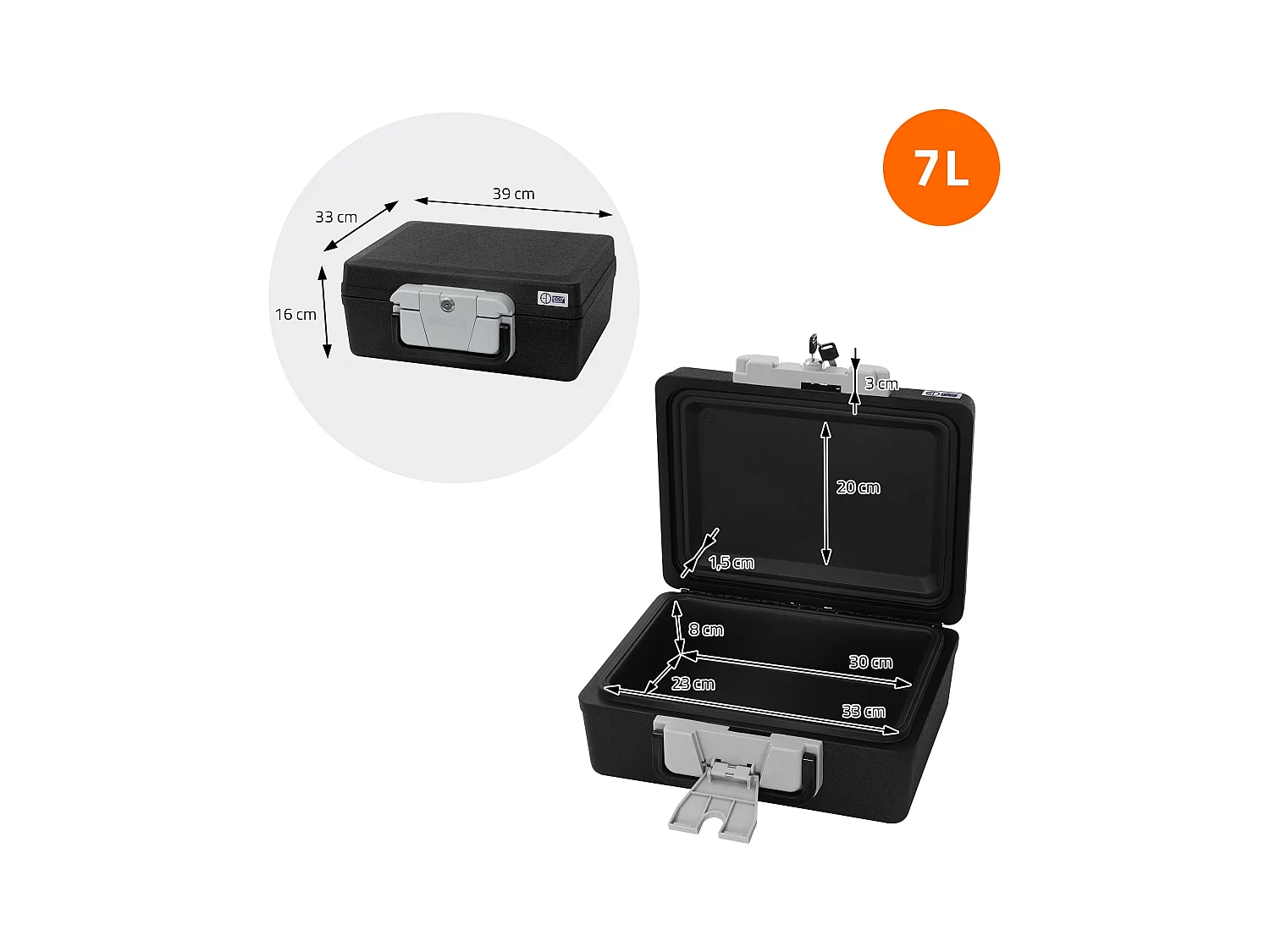 Caja de seguridad para documentos DIN A4 39x33x16cm archivador con asa ignífugo