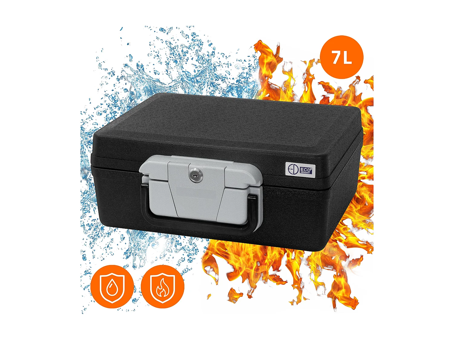 Caja de seguridad para documentos DIN A4 39x33x16cm archivador con asa ignífugo