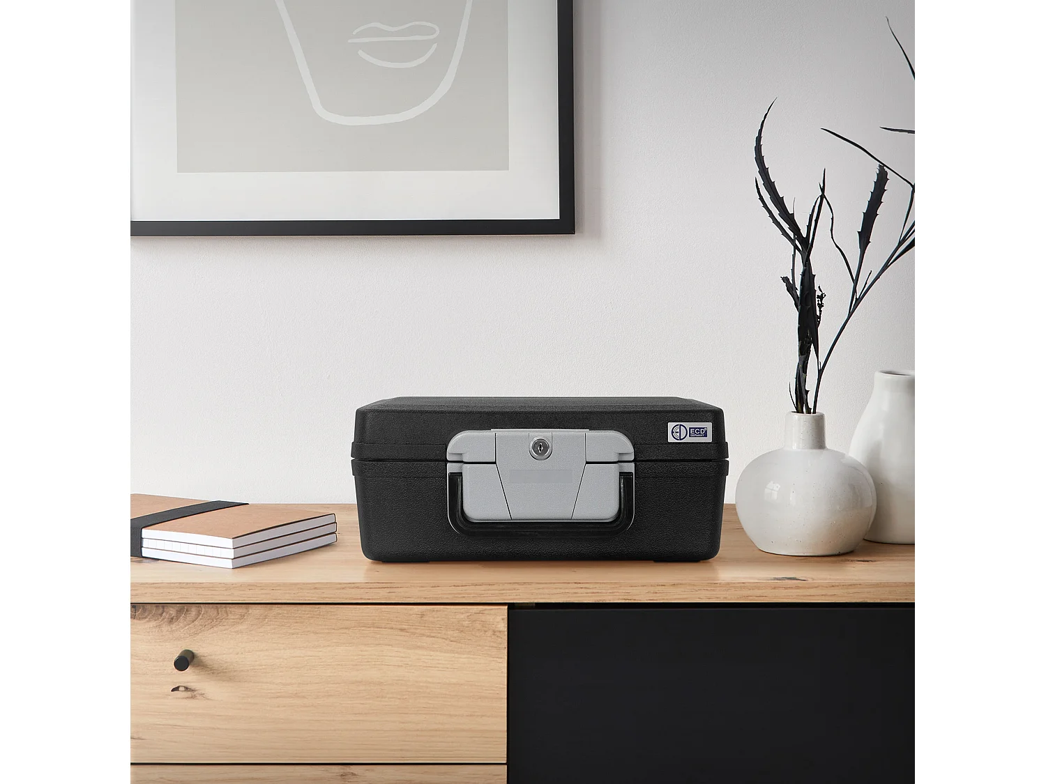 Caja de seguridad para documentos DIN A4 39x33x16cm archivador con asa ignífugo