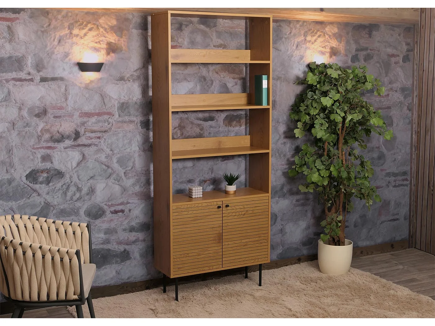 Étagère à livres MCW-N78,  naturel