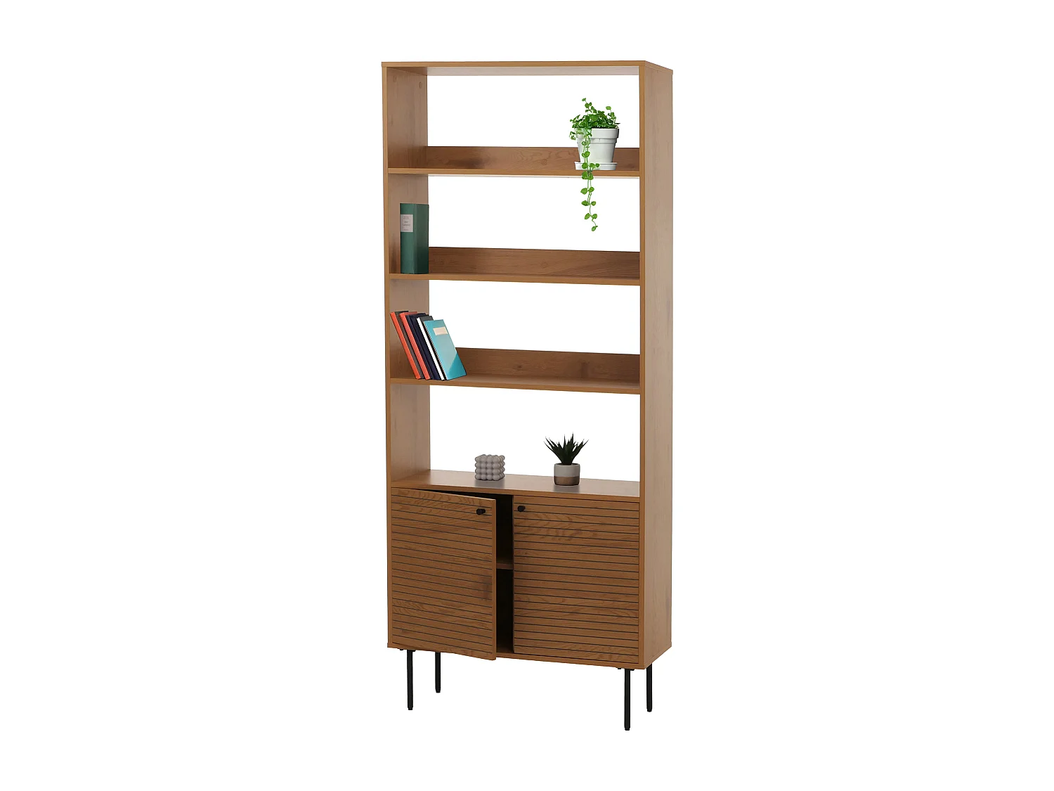 Libreria MCW-N78, scaffale a colonna, stile scandinavo metallo legno melamina MVG 200x80x30cm ~ naturale