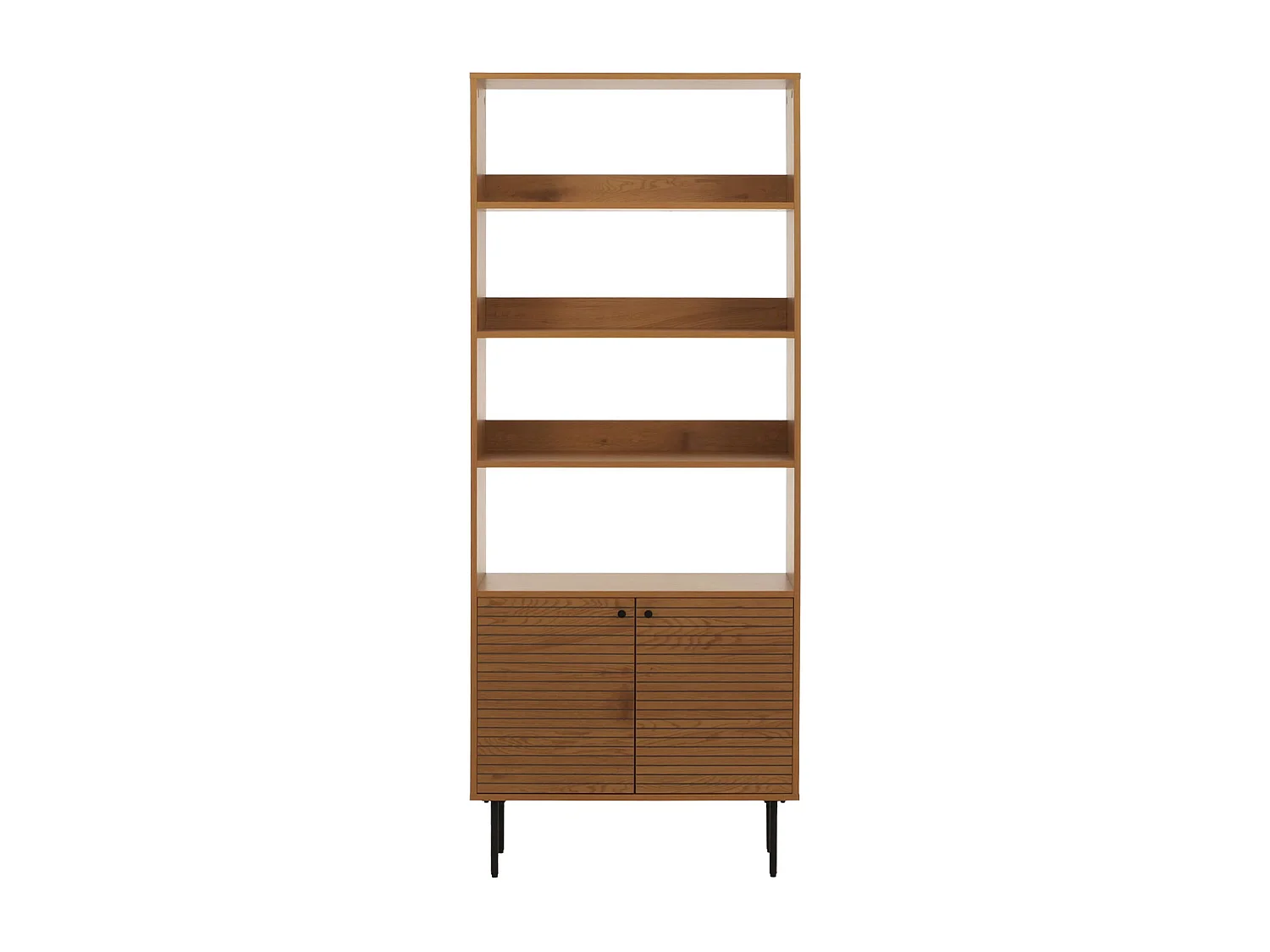 Libreria MCW-N78, scaffale a colonna, stile scandinavo metallo legno melamina MVG 200x80x30cm ~ naturale