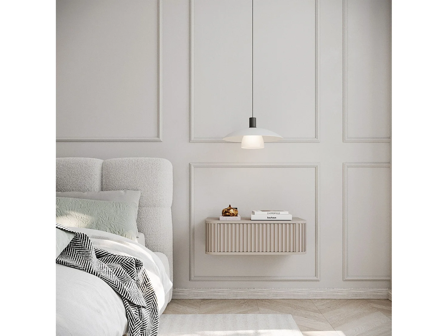 Table de chevet suspendue - 63 cm - grège - OVARLO