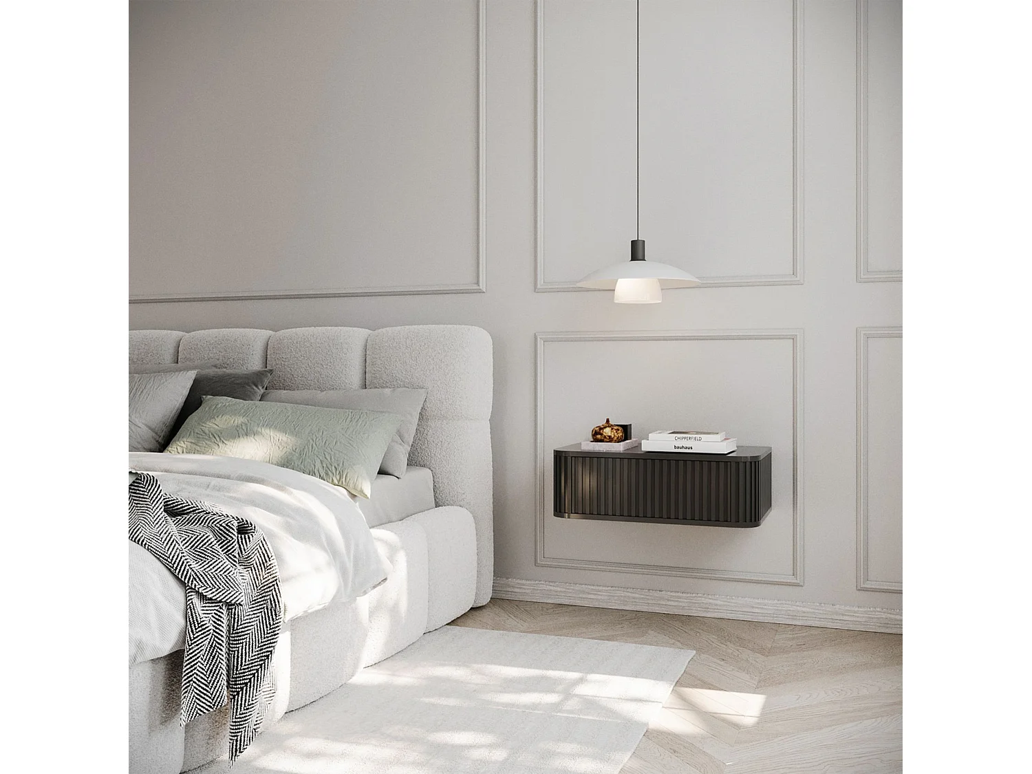 Hangend nachtkastje - 63 cm - zwart - OVARLO