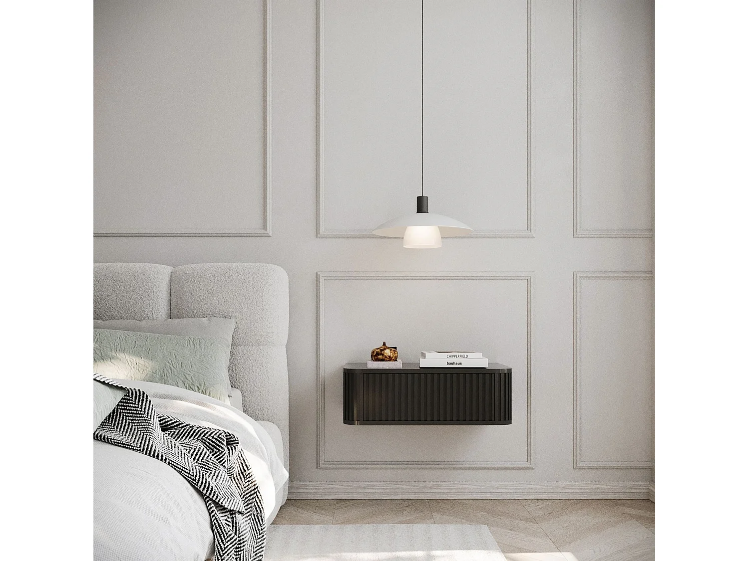 Table de chevet suspendue - 63 cm - noir - OVARLO