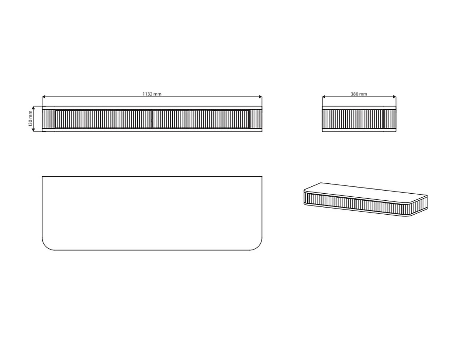 Coiffeuse 2 tiroirs - suspendu - 113 cm - grège - OVARLO