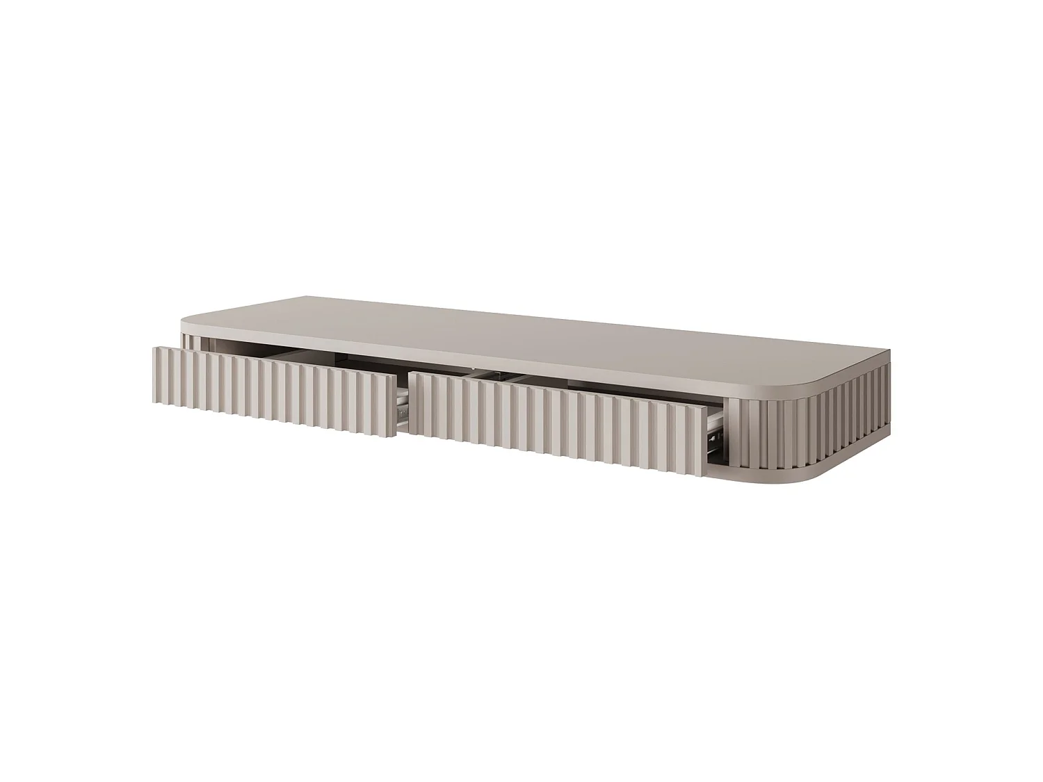 Coiffeuse 2 tiroirs - suspendu - 113 cm - grège - OVARLO
