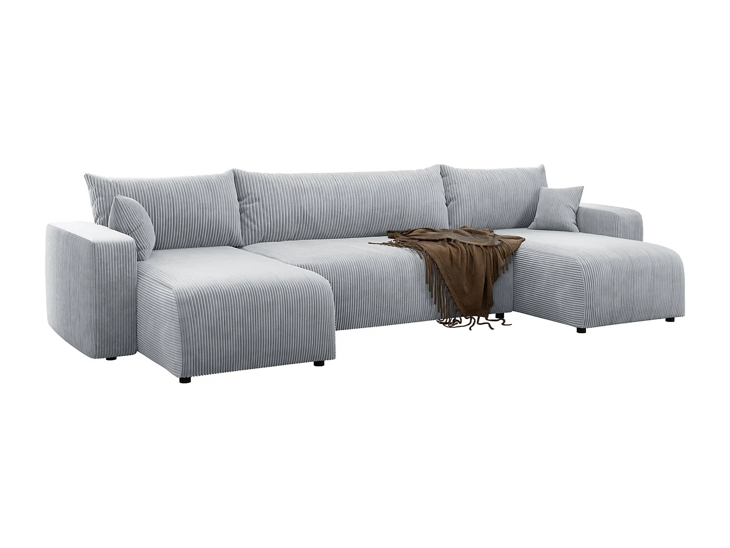 U-vormige hoekbank - in lichtgrijs corduroy - PIANONO