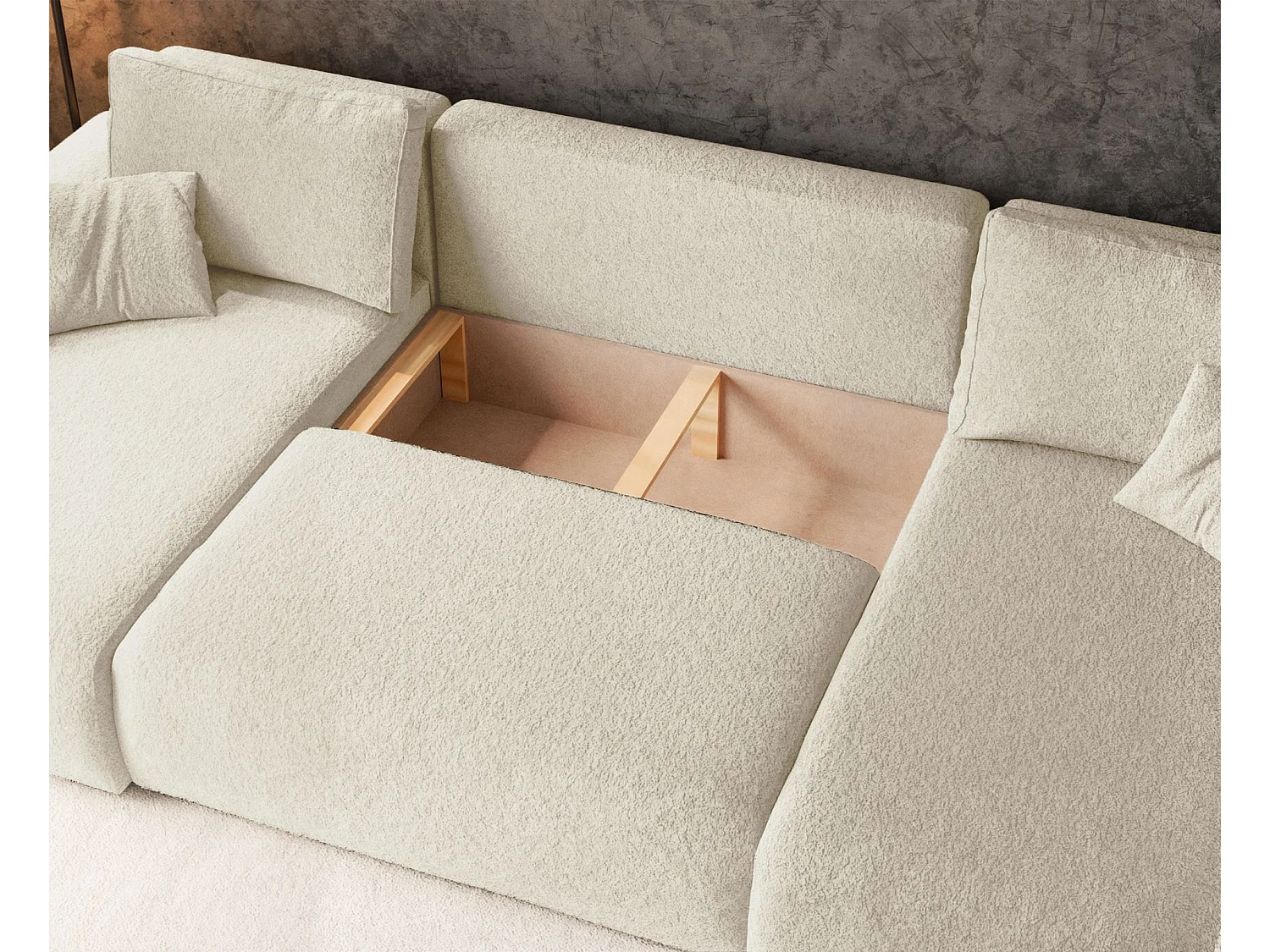 Omvormbare U-vormige hoekbank - crème boucle - PIANONI