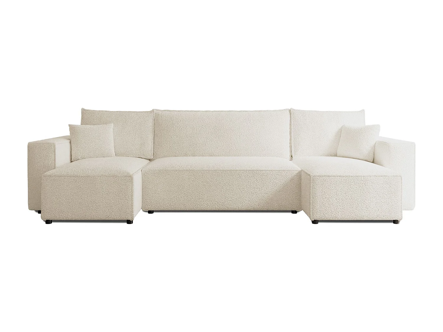 Canapé d'angle U convertible - en boucle créme - SCARLO