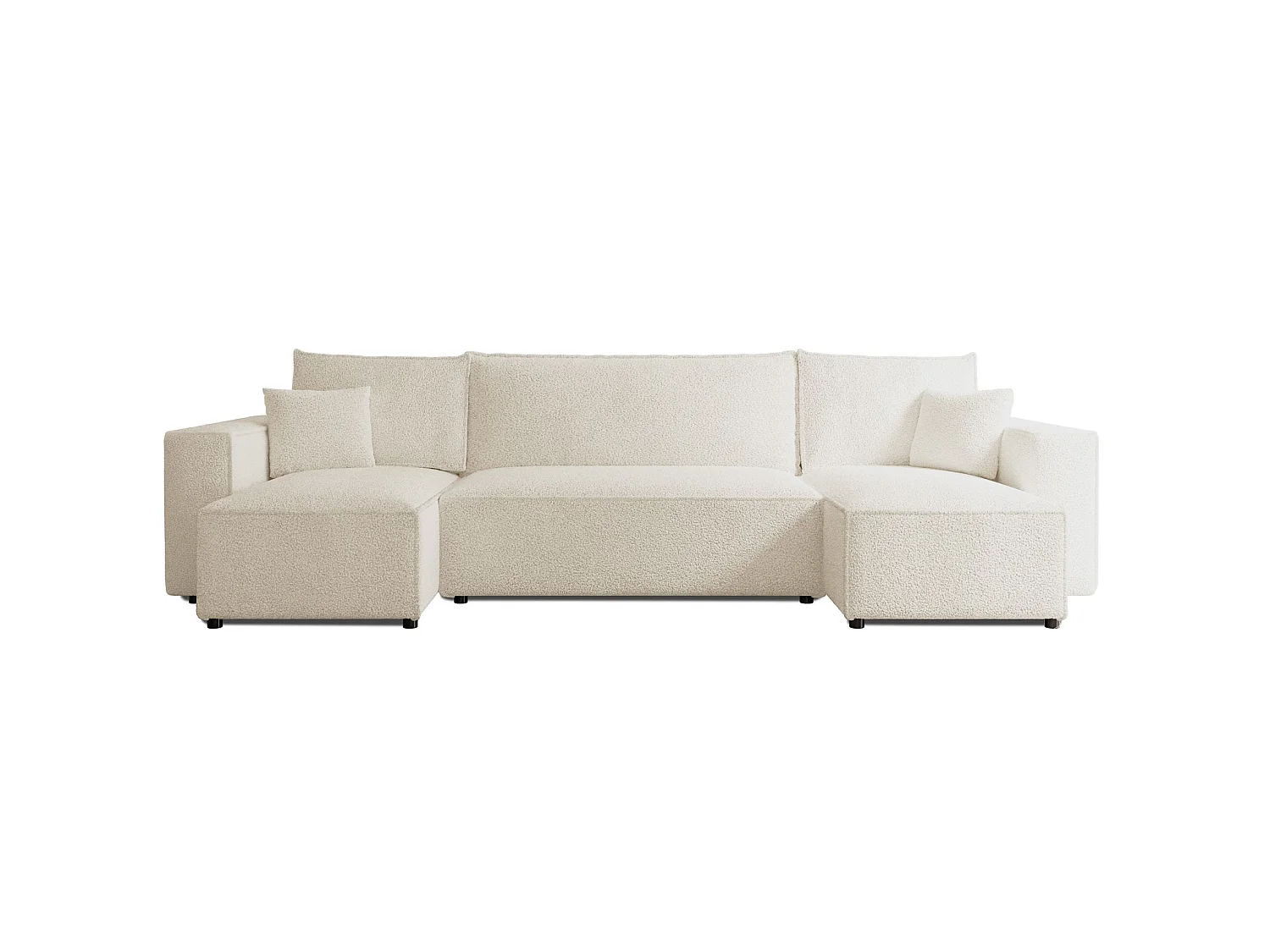Canapé d'angle U convertible - en boucle créme - SCARLO