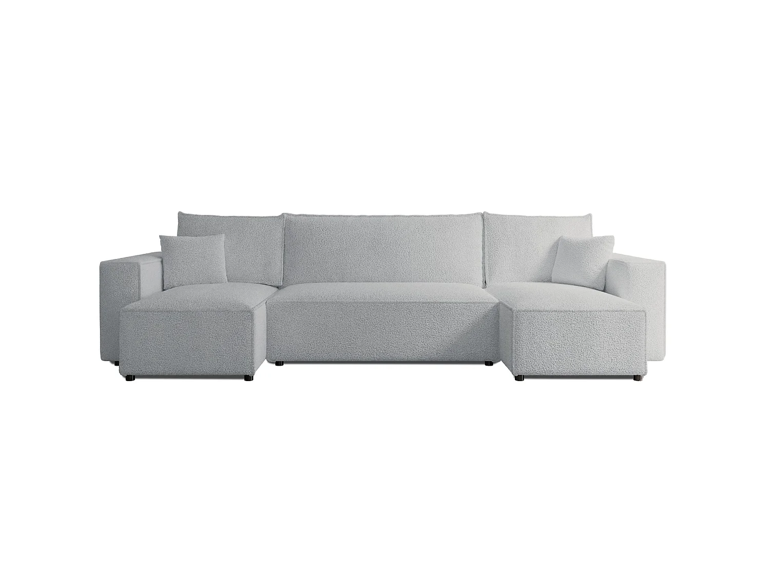 Canapé d'angle U convertible - en boucle gris clair - SCARLO