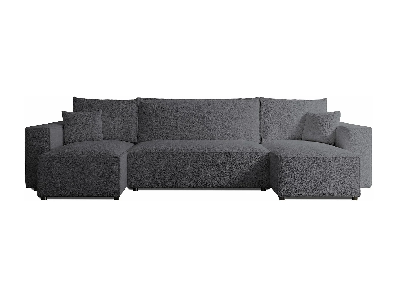 Canapé d'angle U convertible - en boucle gris foncé - SCARLO