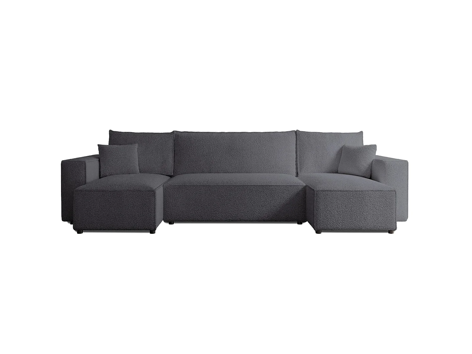 Canapé d'angle U convertible - en boucle gris foncé - SCARLO