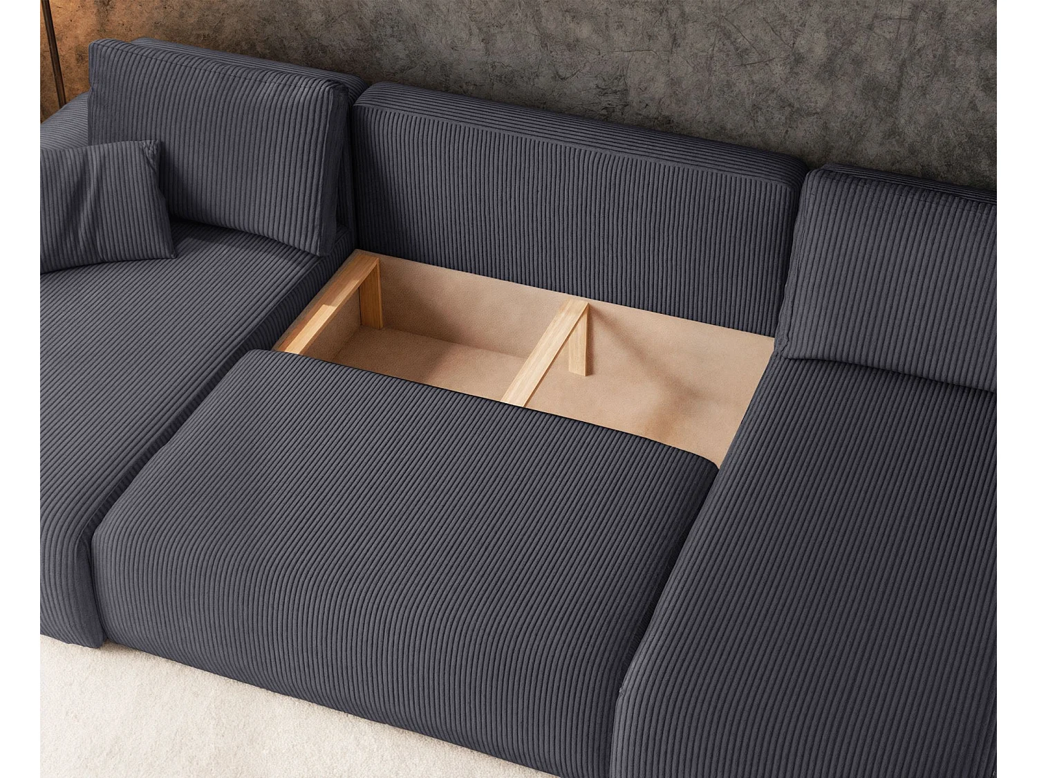 U-vormige hoekbank - in grijs corduroy - PIANONO