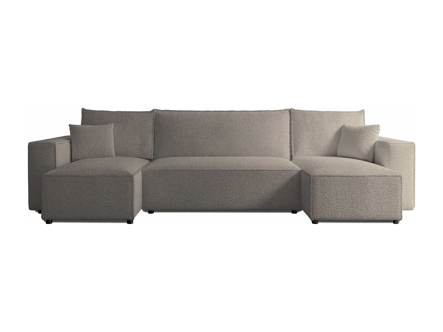 Canapé d'angle U convertible - en boucle marron clair - SCARLO