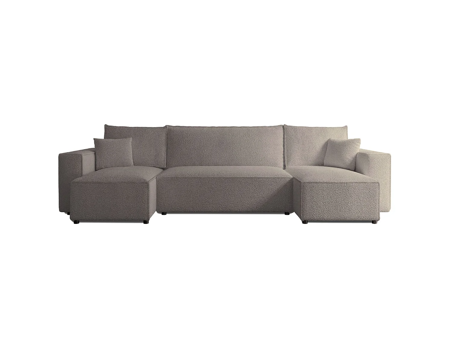 Canapé d'angle U convertible - en boucle marron clair - SCARLO