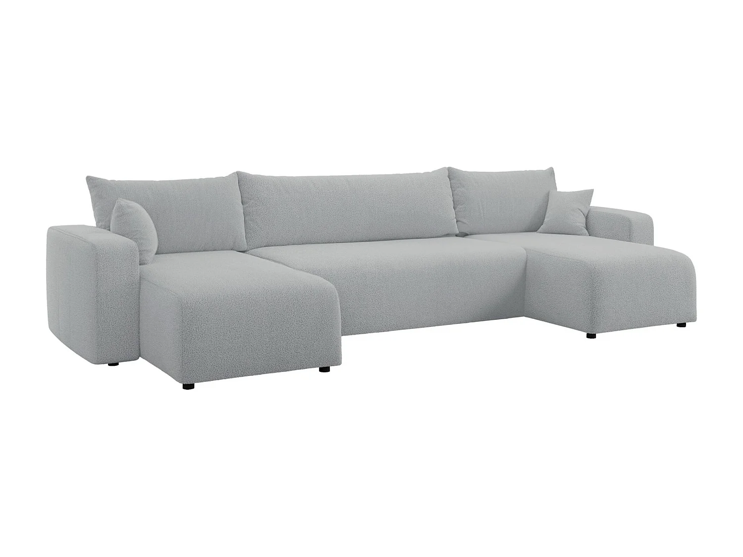 Canapé d'angle U convertible - en boucle gris clair - PIANONI