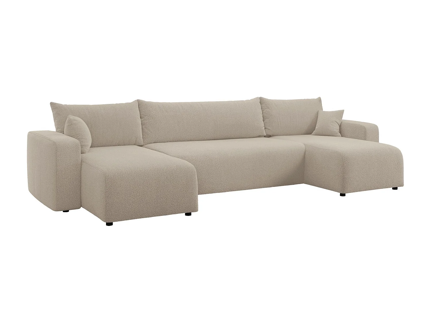 Canapé d'angle U convertible - en boucle beige clair - PIANONI