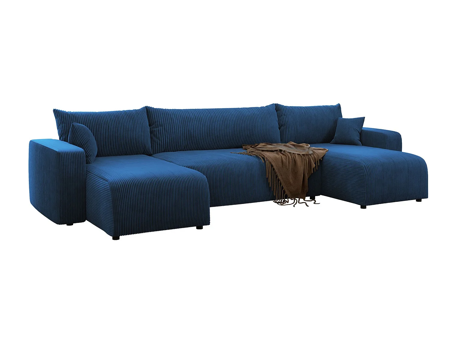 Omvormbare U-vormige hoekbank - in marineblauw corduroy - PIANONO