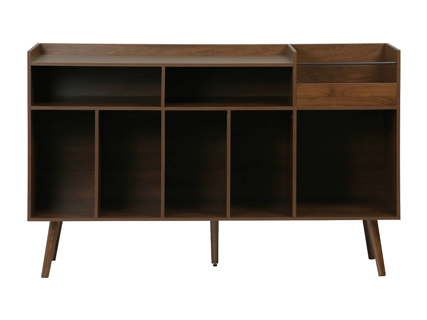 Mueble de vinilos xl vintage efecto madera oscura, 130cm madera oscura