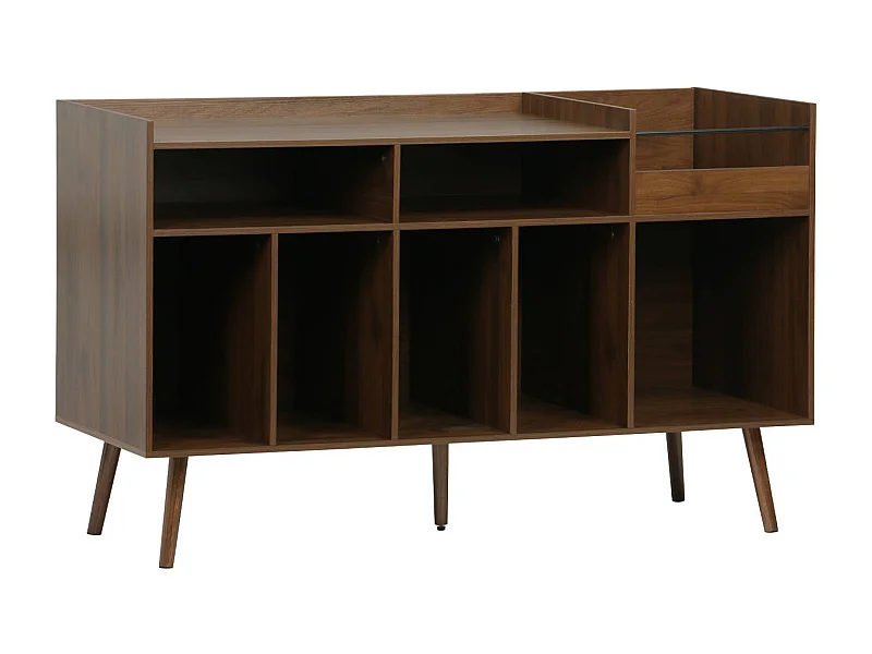 Mueble de vinilos xl vintage efecto madera oscura, 130cm madera oscura