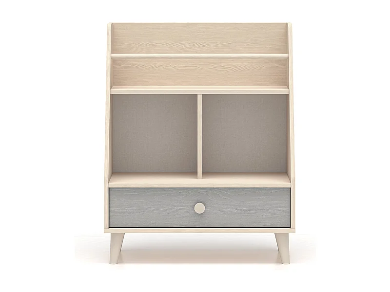 Petite bibliothèque 1 tiroir Alycia Beige et Gris