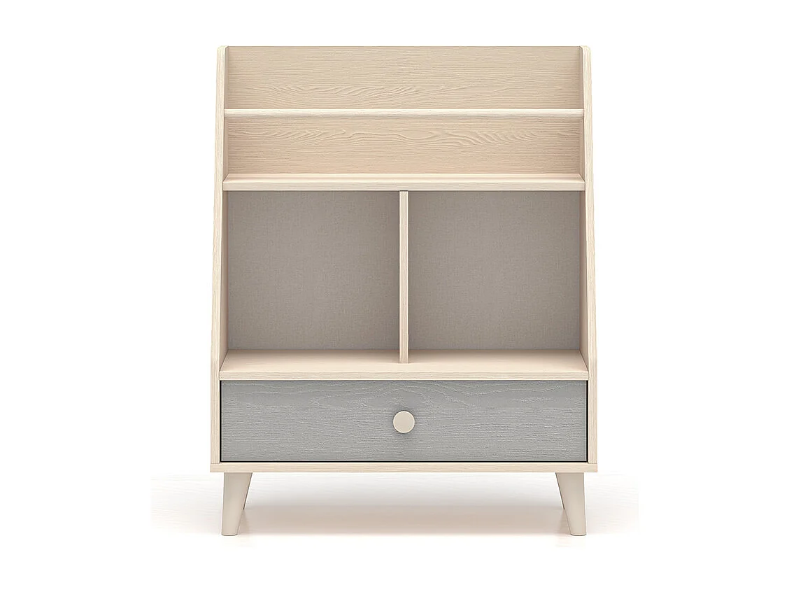 Petite bibliothèque 1 tiroir Alycia Beige et Gris