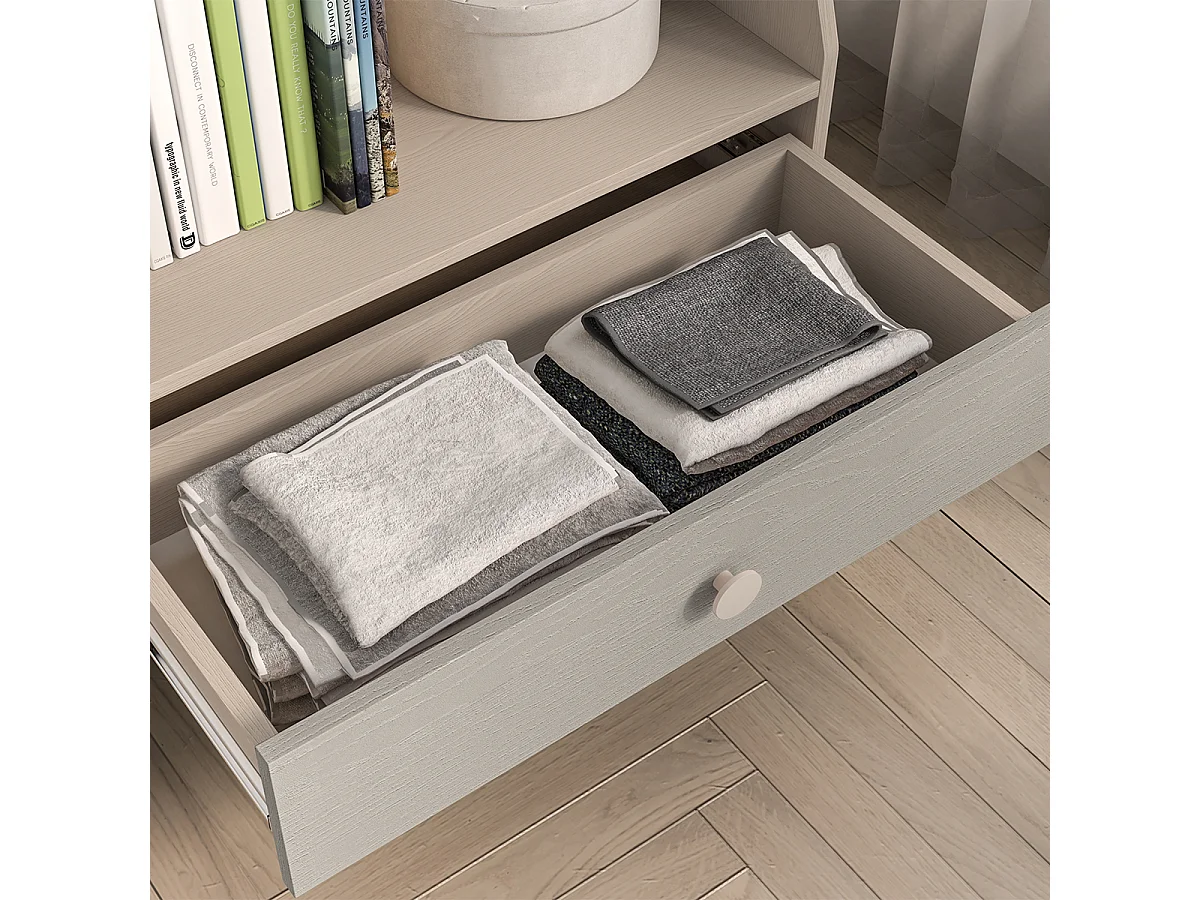 Petite bibliothèque 1 tiroir Alycia Beige et Gris